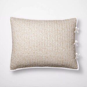 Decorative‎ Border Cotton Slub Quilt Sham Neutral Floral -Threshold Studio McGee